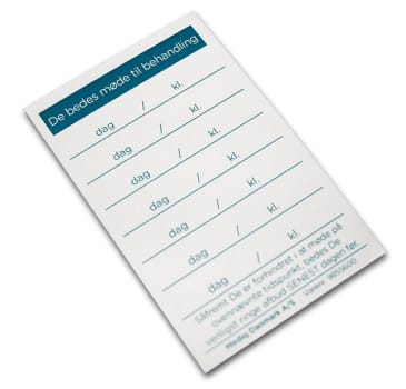 Mediq, aftalekort til læger, 5,4 cm x 8,5 cm