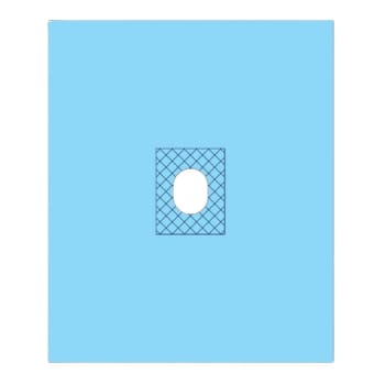 365, Hulstykke, 2 lag, med klæb, hul 6x8 cm, steril, 50 cm x 60 cm