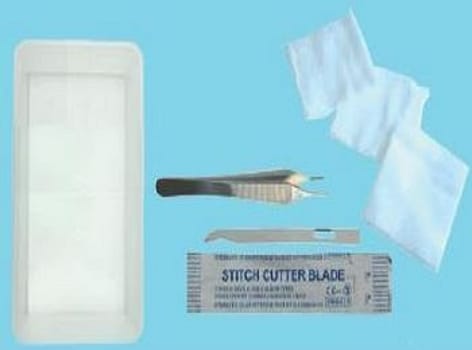 Suturfjerningssæt, med stitchcutter, Adson pincet og swabs, steril