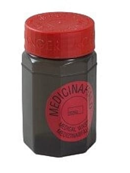 USON, medicinrestbøtte, kantet, sort/rødt skruelåg m. pa, 500 ml