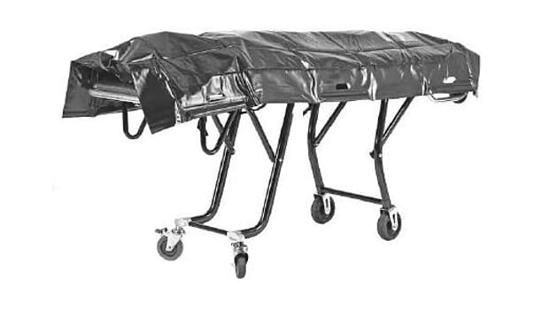 Ligpose, sort, dobbelt lynlås på 3 sider, 6 bærehåndtag, 2200 x 1000 x 0,4 mm