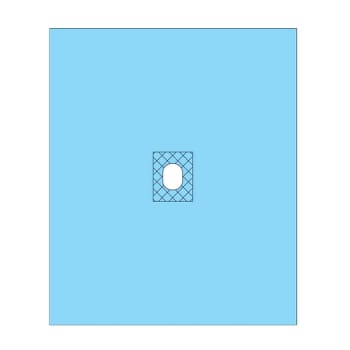 365, Hulstykke m. klæb, 2 lag,hul 6x8, steril, 75 x 90 cm