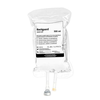 Bactiguard, Hydrocyn aqua, Antimikrobiel sårskyllevæske, pose til ophæng, 500 ml