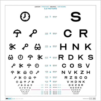 ISOeyes, Synstavle front, 3m, Similar & Optician A, hvid, 60 cm x 60 cm