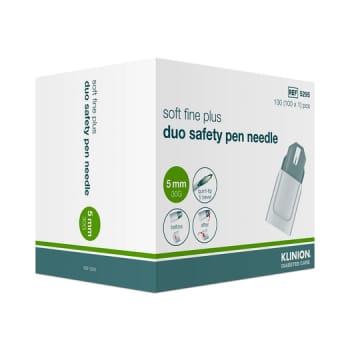 Klinion, duo, penkanyle med sikkerhed, steril, 5 mm x 0,3 mm (30G)