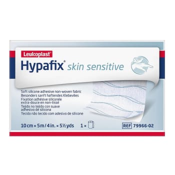 Hypafix skin sensitive, fikseringsplaster, med silikoneklæb, rulle, 10 cm x 5 m