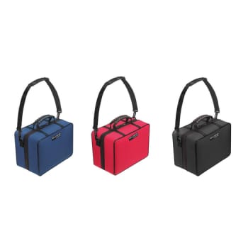 Mini lægetaske, kunststof blå m/ruminddeling og skulderstrop