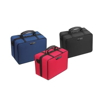 Mini lægetaske, kunststof rød m/ruminddeling og skulderstrop