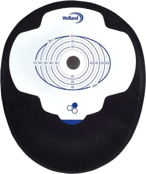 Aurum Plus 1-dels colostomipose, Midi, sort, hul 44 mm, med Manuka honning