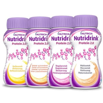 Nutridrink Protein 2.0, startpk., skovbær, mokka, choko-kar, abrikos, 200 ml