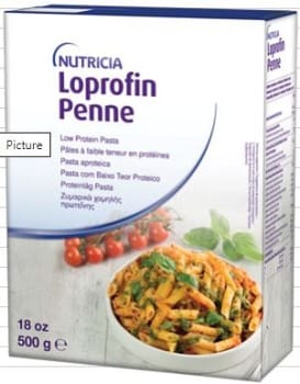 Loprofin, penne, lav-protein pasta, 500 g