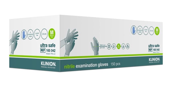 Klinion Ultra Safe tutkimuskäsine nitriili 24 cm M