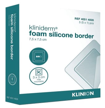Kliniderm Foam Silicone border kiinnittyvä sidos 10 x 10 cm
