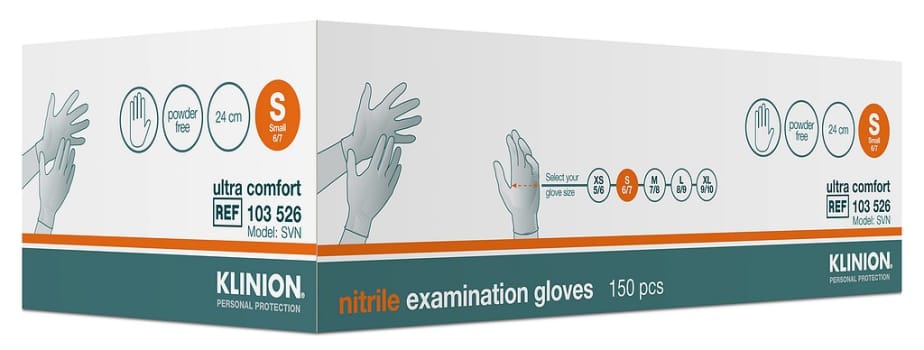 Klinion Ultra Comfort tutkimuskäsine nitriili valkoinen S