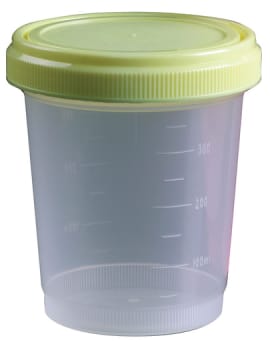 Näytepurkki 500 ml PP keltainen kierrekansi