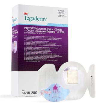 3M Tegaderm PICC / CVC -kiinnityslaite + CHG I.V. -suojasidos 1877R-2100, 8,5 x 11,5 cm