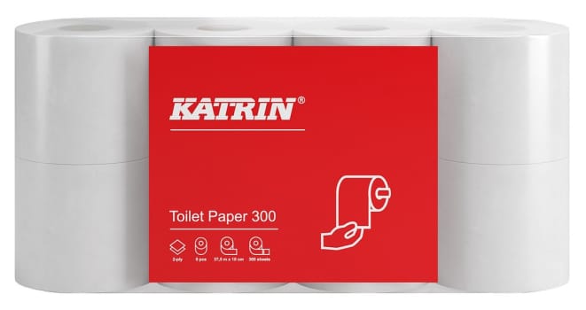 Katrin Wc-paperi 300 arkkia 2-krs valkoinen 8rll, 40 rll säkki