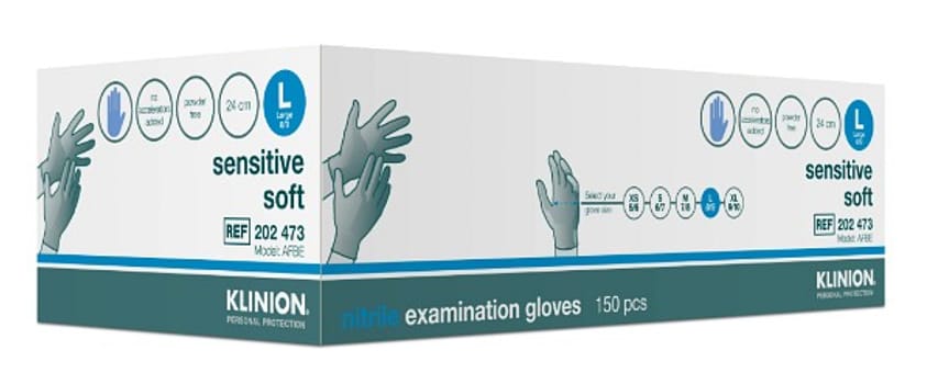 Klinion Sensitive Soft tutkimuskäsine nitriili sky blue L