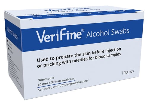 VeriFine alcohol swabs 60 x 30 mm yks.pakattu