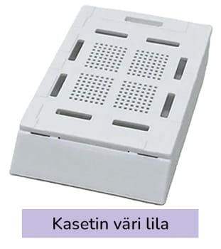 Laservalmis biopsiakasetti pinottu lila