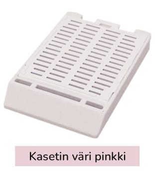 Laservalmis rutiinikasetti pinottu kannella pink