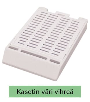 Laservalmis rutiinikasetti pinottu kannella vihreä