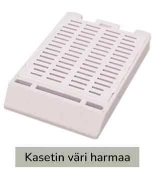 Laservalmis rutiinikasetti pinottu kannella harmaa