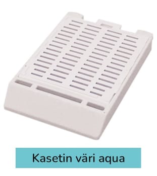 Laservalmis rutiinikasetti pinottu kannella aqua