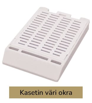 Laservalmis rutiinikasetti pinottu kannella okra