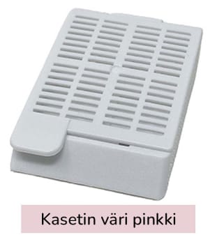 Laservalmis kudoskasetti pinottu pinkki