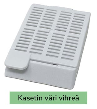 Laservalmis kudoskasetti pinottu vihreä