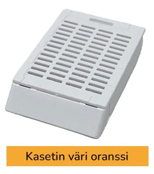 Laservalmis kudoskasetti pinottu oranssi