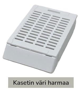 Laservalmis kudoskasetti pinottu harmaa