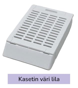Laservalmis kudoskasetti pinottu lila