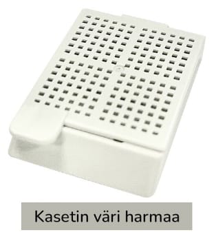 Laservalmis biopsiakasetti pinottu harmaa
