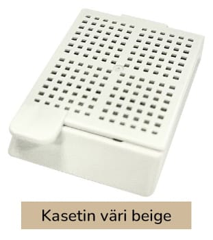 Laservalmis biopsiakasetti pinottu beige