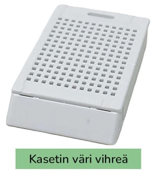 Laservalmis biopsiakasetti pinottu vihreä