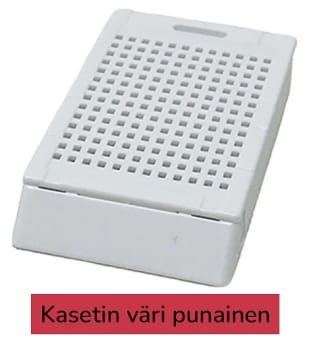 Laservalmis biopsiakasetti pinottu punainen