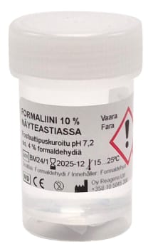 Formaliini 10 % pusk. 10 ml x 380 kpl, näytepurkki 20 ml