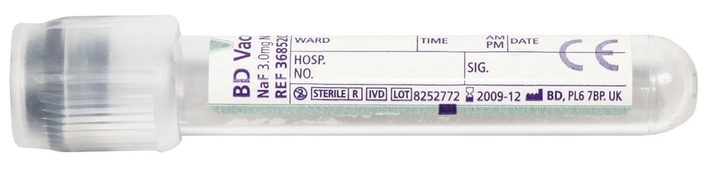 BD Vacutainer -putki Na-fluoridi/K2EDTA 5/2 ml