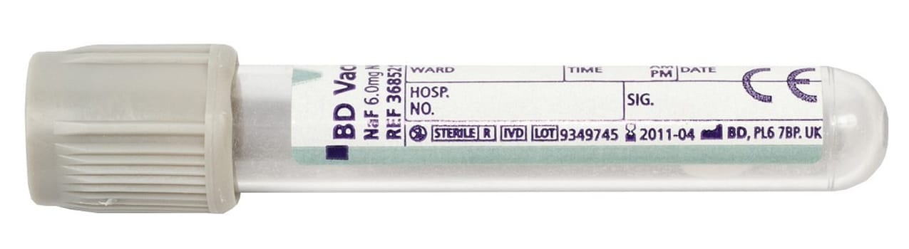 BD Vacutainer -putki Na-fluoridi/K2EDTA 5/4 ml