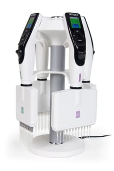 Integran elektronisen pipetin teline, lataava, 4:lle pipetille