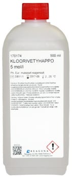 Kloorivetyhappoliuos 5,0 mol/l 500 ml
