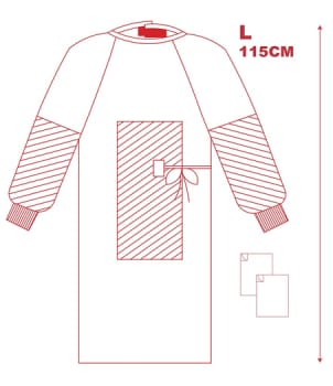 Leikkaustakki vahvistettu Large 120 cm 365 Healthcare