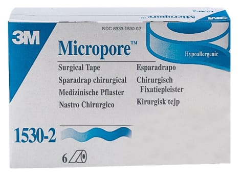 Micropore, fikseringstape, beige, 2,5 cm x 9,1 m