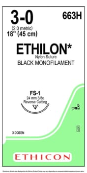 Sutur Ethilon 663H 3-0 FS-1 45cm sort