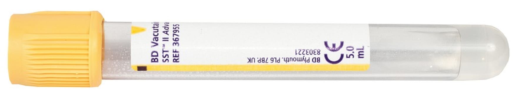 Vacutainer, glas, serum, gul, SST II, m/gel, 7/5 ml