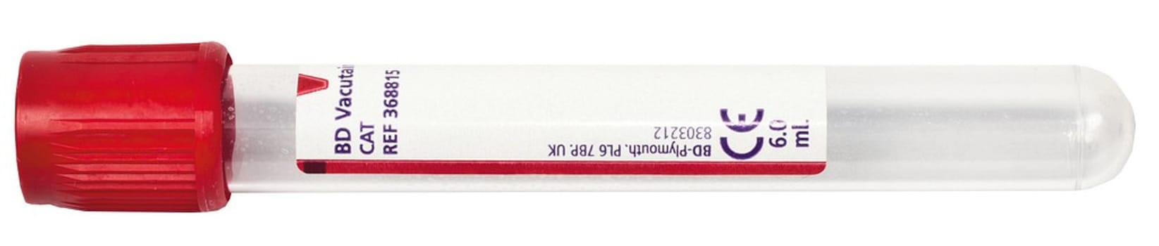 Vacutainer, glas, rød, silikoneret, 7/6 ml