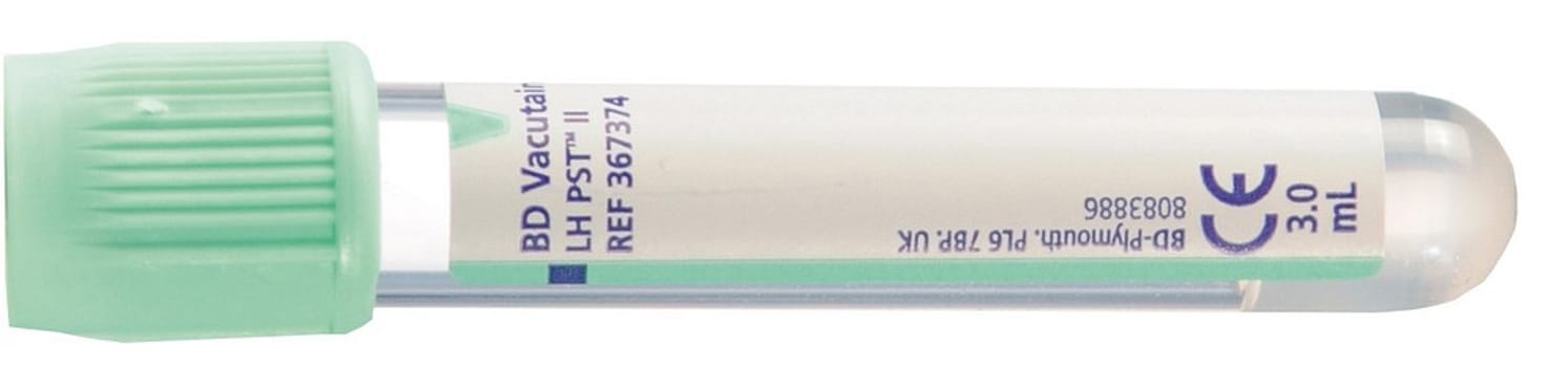 Vakuumrör vacutainer li-hep gel 5/3ml ljusgrön papper
