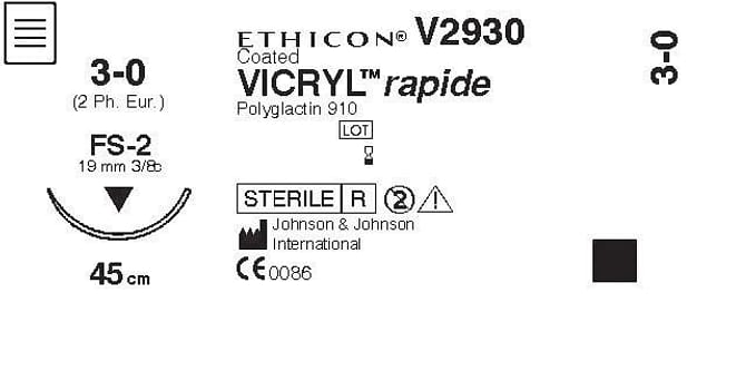 Sutur Vicryl Rapid V2920H 4-0 FS-2S 45cm hvit